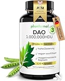 120 DAO Kapseln - 1.000.000 HDU pro Tag - perfekte Dosierbarkeit mit 333.333 HDU pro Kapsel (1 bis 3 Kapseln/Tag) - 100% DAO VEGAN - DAO Enzym aus Erbsen - NICHT aus Schweineniere - plantomol® - neu