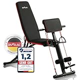 DH FitLife Hantelbank klappbar mit Curlbank & Beinstrecker | Weight Bench | Trainingsbank Fitnessbank multifunktional | Bauchtrainer 7 Stufen verstellbar