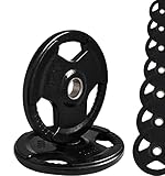 G5 HT SPORT Unisex – Erwachsene Olympische Scheiben aus Gusseisen mit Loch Ø50 gummierte Olympia, (2 x 1,25 kg) schwarz, DA 1.25 KG A 25 KG