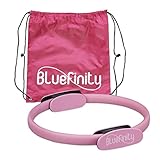 Bluefinity Pilates Ring mit Übungen, Doppelgriff, gepolstert, Widerstandsring Yoga, Fiberglas, Fitness Ring Ø 37cm, pink