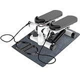 Aolawco Stepper für Zuhause mit Power Ropes, Mini Stepper 100kg mit LCD-Monitor, Matte, Up-Down Swing Stepper für Bein/Arm/Butt Training, Home Office Fitness Exercise, Schwarz