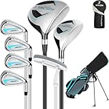 XDriveMax Komplettes Damen Golfschläger Set,8 Teilige Golf Set rechtshändig,Inklusive Stand Bag mit Regenhaube,3# Fairway Wood mit Head Covers, 5# Hybrid, 5#, 7#, 9# S# Eisen und Putter