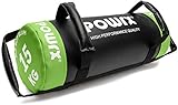 POWRX Power Bag I 5-30 kg I Kunstleder Fitness Bag für Functional Fitness (15 kg Schwarz/Hellgrün)