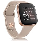 Oumida Kompatibel für Fitbit Versa 2 /Fitbit Versa Armband für Damen Herren, Silikon Classic Sport Ersatz Uhrenarmband für Versa Lite, Milchtee Farbe
