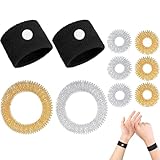 10 Stück Akupressur Armband, Akupressur Ring, Finger Massageringe und Massage Armbänder, Gegen Akupressur Armbänder für Seekrankheit, Handgelenk Massagegerät (Gold, Silber, Schwarz)