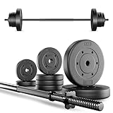 TREX SPORT Langhantel Set 22 kg | Hantelset mit Langhantelstange 120 cm und 8 Hantelscheiben