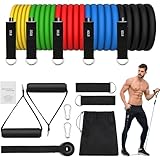 JATEKA Fitnessbänder 5er Set, Sports Resistance Bands 5 widerstandsbänder, Widerstandsbänder mit Türanker, Griffe, Knöchelriemen, Tragbarer für Muskelaufbau und Pilates Männer Frauen
