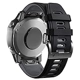 ANBEST Armband für Garmin Fenix 6 Pro/7 Pro/Epix 2/Fenix 8 47mm Armband, 22mm Quick Fit Armbänder für Fenix 7/6/5/Epix Pro 47mm/Descent G1/Forerunner 955/945/965 Silikon Ersatzarmband, Schwarz/Grau