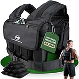 PURE MAJIN® Gewichtsweste 20kg verstellbar [mit Tasche & Metallgurt] | Fitness Workout Laufen Calisthenics Equipment Weighted Vest Trainingsweste Laufweste - Schwarz