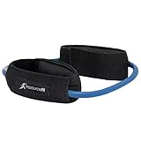 ProsourceFit Leg Resistance Exercise Band Heavy Duty Tube, 15-20 pounds with Padded Ankle Cuffs for Lower Body Workouts