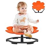 XMTECH Kinder Karussell-Drehstuhl, Blütenform Balance-Sitz mit Rutschfesten Gummipads–360° Drehbarer Balance-Hocker für Kinder, Fördert Sensorische Entwicklung, Gleichgewicht & Koordination, Orange