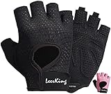 LeerKing Fitness Handschuhe Damen Herren Atmungsaktive Trainingshandschuhe Sporthandschuhe für Fitnessstudio Pole Dance Yoga Laufen Schwarz S