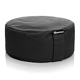 BODYMATE Yogakissen rund 31cm Durchmesser 13cm hoch Schwarz mit Buchweizen-Spelz Füllung – Maschinenwaschbarer Bezug aus 100% extra dicker Baumwolle – Meditationskissen – Sitzkissen