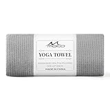 MoKo Yoga Handtuch rutschfest, Yoga Matten Handtuch mit Griffpunkten und Eckentaschen, 74,4'×27,3' Übungsmatte Abdeckung für Pilates, Fitness, Meditation, Schwimmbad, Stranddecke, Grau, 1 Stück