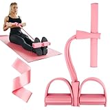 Flintronic Oberschenkeltrainer Beintrainer, 4 Spannseil Sit-Up Fitness-Zugseil Pedal,Multifunktions Widerstandstraining,Bauchtrainer und Ganzkörpertrainer für Fitness Training Yoga-mit Widerstandsband