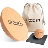 STAASH® Kork-Halbkugel – Balance Trainer Ø30 cm aus Naturkork – Für Yoga, Reha, Fitness & Boardsport – Optional mit Tragebeutel, Antirutschmatte & Massageball – Umweltfreundlich (Holz)