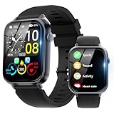 Smartwatch Herren Damen, 1,85' HD Touchscreen Smart Watch mit Telefonfunktion, 100+ Sportmodi Sportuhr, IP68 Wasserdicht Fitnessuhr, mit Schrittzähler/Herzfrequenzmonitor/Schlafmonitor, Schwarz