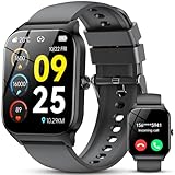 CASCHO Smartwatch Damen Herren, 1.85' HD Smart Watch, 115+ Modi, Fitness Tracker mit Bluetooth Telefonie, IP68 Wasserdicht Schrittzähler Uhr mit bis zu 30 Tage Standby für iOS und Android, Dunkelgrau