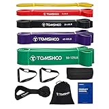 TOMSHOO Resistance Bands Set, 5 Widerstandsbänder mit 2 Griff, 1 Türanker und Aufbewahrungstasche, Mehrere Widerstandsstufen Fitnessbänder Trainingsbänder für Krafttraining, Klimmzüge, mehr