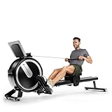 Sportstech PROwer Rudergerät für Zuhause, 32 Stufen Magnetwiderstand, LED Display, Dual Slide Rail, Bluetooth App kompatibel, leise, Ganzkörpertraining, Tablethalterung, vertikal verstaubar