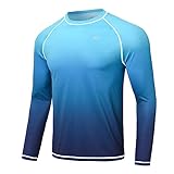 Huayuzh Rashguard Herren Schwimmen Langarmshirt Schwimm Tshirt Schnelltrocknend Atmungsaktiv Surfen Angeln Wandern Top Verlaufsfarbe Blau L