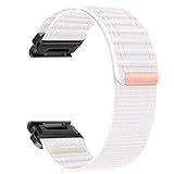 ZoRoll 20 mm QuickFit Armband für Garmin Fenix 8 43 mm/Fenix 7S Pro Solar/7S/6S/6S Pro/5S/5S Plus, Wellenmuster Nylon Sport Loop Ersatzarmband für Garmin Descent Mk3S/Mk3Si/Mk2S - Rosa und Weiß