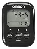 OMRON Walking Style IV Schrittzzähler, schwarz, 3D Sensor für genaue Messung, misst aerobe Schritte, Distanz, verbrannte Kalorien; mit Speicher, Action Modus und großem Display, einfache Anwendung