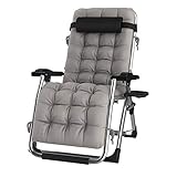 DQCHAIR Komfortable Schwerelosigkeit Recliner Terrasse Faltbare Einstellbare Outdoor-Büro Strand Extra breite Terrasse Liegestuhl Mit Kissen Unterstützt 200 kg (Color : Gray)