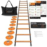 Fussball Trainingszubehör Kinder & Erwachsene, Koordinationsleiter mit Fussball Hütchen Set, 8 Hütchen Fußball Trainingsset mit Trainingsleiter, Zubehör Training Boxen, Basketball & Handball Trainer