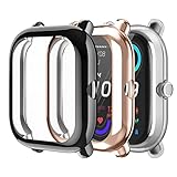 Fintie Hülle kompatibel mit Amazfit GTS 2 Mini/Bip U Pro, [3 Stück] Ultradünne Leichte Displayschutz Schutz Gehäuse Abdeckung, 1 Schwarz + 1 Klar + 1 Roségold