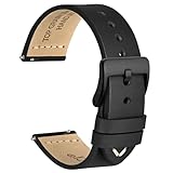 WOCCI 20mm Antikes Uhrenarmband für Herren, Sattelleder, Schwarze Schnalle (Schwarz)