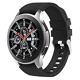 Mugust Armband für Samsung Galaxy Watch 3 45mm/Galaxy Watch 46mm/Huawei GT 2 46mm Armband für Damen und Herren, Verstellbarer Silikon Sport Ersatzarmband für Samsung Gear S3 Frontier (Schwarz)