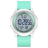 GOLDEN HOUR Sport-Armbanduhr, ultradünn, minimalistisch, wasserdicht, digital, mit Weitwinkel-Display, Gummiband, für Herren und Damen