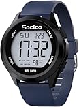 SOCICO Herren Digitaluhr Sport Militär Uhren wasserdichte Outdoor-Chronographen-Armbanduhren für Männer mit LED Beleuchtung Alarm Datum (Blau)