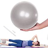 Lanjue Kleiner Pilates Ball, 25 cm Rutschfester Fitnessball Gymnastikball Klein, Weicher Yoga Ball für Bauch und Schultertraining Balance Sport Pilates (Grau)