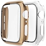 2 Stück Hülle Kompatibel mit Apple Watch 38/42/40/44mm mit Anti-Kratzen TPU Displayschutz Schutzfolie,360°Schutzhülle für iWatch Series 6/5/4/3/2/1/SE,2 Stück,Light Gold/Clear,40mm
