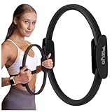 Fizyo Pilates und Yoga Ring Ø 38 cm, Magische Fitness Rad mit Doppelgriff, Leichter Widerstandsring für Übung, Grundtraining, Kern und Fettverbrennung, Yoga Ring (Schwarz)