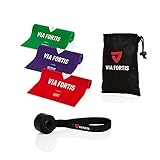 VIA FORTIS Fitnessbänder Set inkl. Türanker und Tasche - 3 Fitnessbänder in verschiedenen Stärken für Yoga, Muskelaufbau, Gymnastik, Reha UVM.