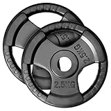 MAXXIVA® Hantelscheiben 2er Set Gewichtsplatte je 2,5 kg Gusseisen Gripper Gummi schwarz 5 kg Fitness Krafttraining Bodybuilding Workout Gewichtheben Reha