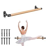 BeneLabel 0.9M Ballet Barre, Wall Mounted Wood Adjustable Dance Bar for Home Barre Workout Stretching Equipment with Metal Support Bracket Holder for Kids and Adults, 4cm Diameter