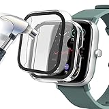 Acadeny 2-Stück Hülle Mit Gehärtetes Glas Displayschutz Kompatibles für Amazfit GTS 2 Mini, 9H Härte 360° Rundum Schutzhülle Ultradünne Schutz PC Case Cover für Mit Skala,Transparent+Transparent