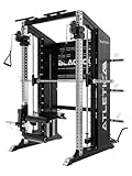 Atletica Blackout | Premium Kraftstation | All-in-One Multipresse mit 75x75mm Edelstahl-Uprights, Smith Machine, Functional Trainer mit 2x90kg & Storage System