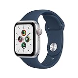 Apple Watch SE (GPS + Cellular, 40MM) - Aluminiumgehäuse Silber mit Sportarmband Abgrund Blau (Generalüberholt)