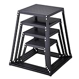 VEVOR 4-teilige Plyometrische Sprungboxen, 305/458/609/762 mm Plyometric Box Schwarz, Rutschfestes Fitness-Übungs-Step-Up-Box-Set für Heim-Fitness-Training, Konditions-Krafttraining, Jump Training