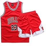 Basketball Trikot Kinder 2-Piece Basketball Kinder Trikot,Basketball Kinder Trikot Shirt and Shorts,Basketball Trikot,Trikot Basketball Kinder,Basketball Trikot Set für 10-12 Kinder(Rot)
