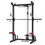 Half Cage Kniebeugeständer Squat Rack Power Rack Smith Machine Multipresse (Rack + Smith Machine, Kabel-, Klimm- & Latzug)