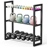 Pickpiff Verstellbarer Dreistöckiger Hantelständer – Gewichtslagerständer für Hanteln, Kettlebells und mehr – Platzsparender Hausgym-Organisator – 360 lb Tragfähigkeit