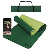 ALPIDEX Yogamatte rutschfest 190 x 61 x 0.6 cm | 190 x 90 x 0.6 cm E-Book Phthalatfreie Fitness TPE Matte Gymnastik Turnen Pilates Sport Yoga Trainingsmatte, Dark Green/Lime, 190 x 61 x 0.6 cm