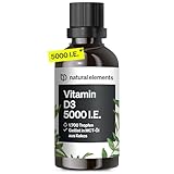 Vitamin D3 - Laborgeprüfte 5000 I.E. pro Tropfen - 50ml (1700 Tropfen) - In MCT-Öl aus Kokos - Hochdosiert, flüssig