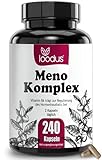 12fach Meno Komplex Wechseljahre Tabletten pflanzlich - 240 Wechseljahre-Kapseln mit Yams Rotklee Ashwagandha Mönchspfeffer hochdosiert & B6 - Hormon Balance Frauen - 4 Monatsvorrat - loodus®